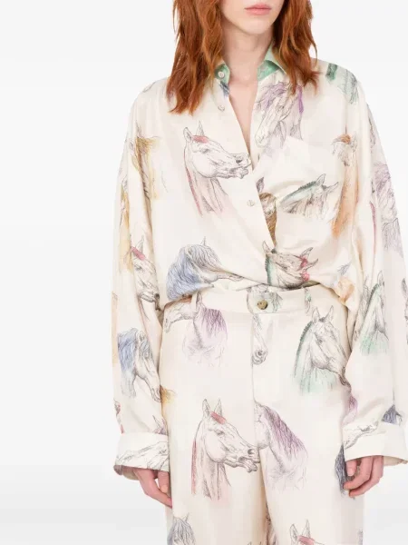 Cămașă Moschino de mătase cu imagine