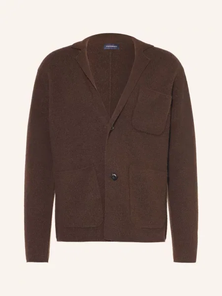 Strokesman's Pletené Sako Slim Fit tmavě hnědá