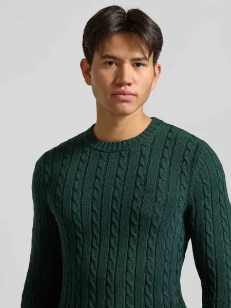 Sweter z dzianiny ze ściegiem warkoczowym i okrągłym dekoltem Superdry