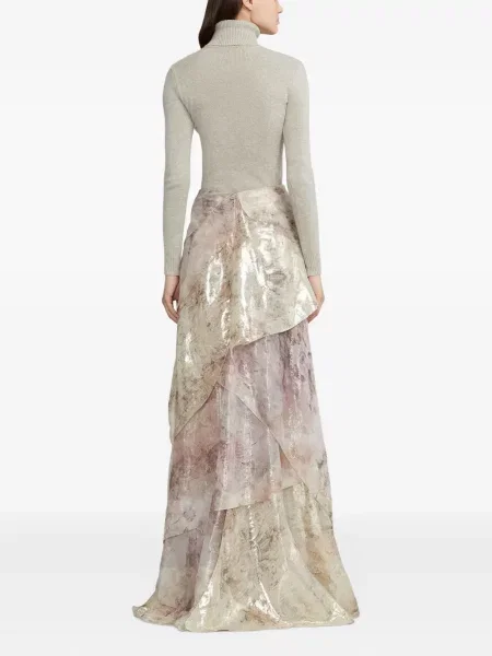 Fustă Ralph Lauren Collection cu model floral cu volane