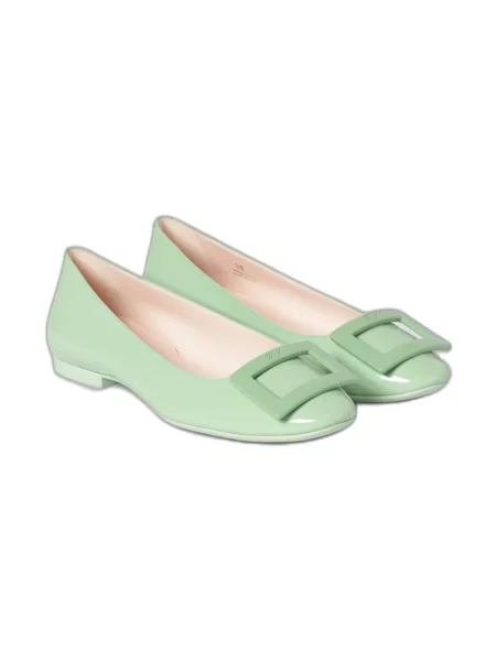 Balerinki Roger Vivier skórzane zielone