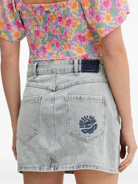 Fustă din denim Rip Curl cu broderie albastru