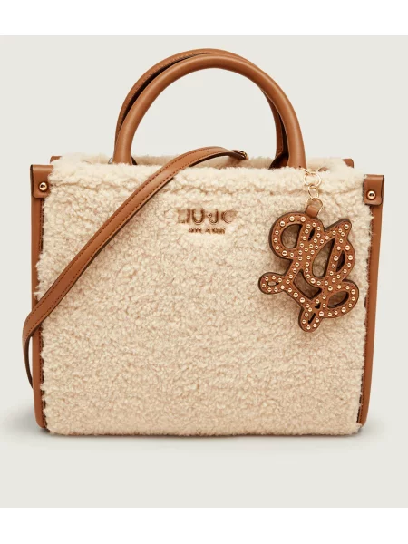 Geantă shopper Liu Jo din piele de oaie alb