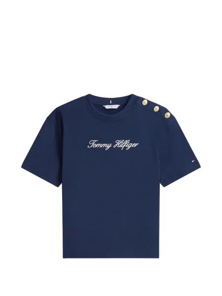 Tricou Tommy Hilfiger cu autograf albastru