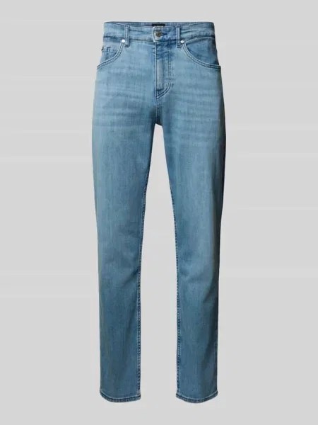 Jeansy o kroju regular fit z detalem z logo model ‘Maine’ Boss błękitne
