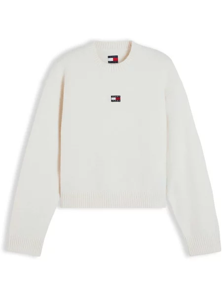 Pufos geacă de blugi Tommy Jeans alb