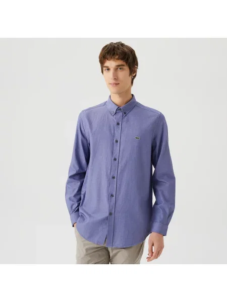Lacoste Organiczna Koszula Button-Down Slim Fit granatowa