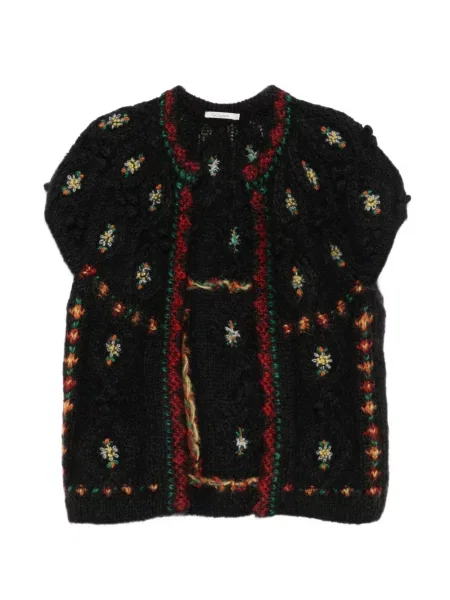 Cardigan Mes Demoiselles cu model floral tricotate negru