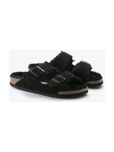 Klapki Birkenstock wełniane czarne
