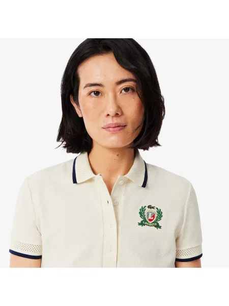 Lacoste Koszulka Polo Z Blokadą Koloru Slim Fit beżowa