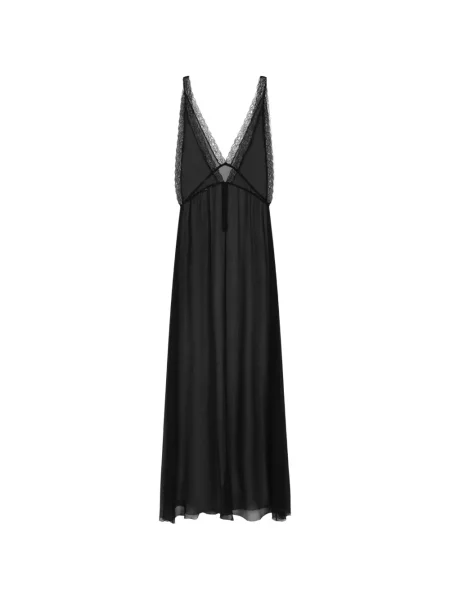 Rochie maxi Dolce & Gabbana cu decolteu în V din dantelă de costum negru