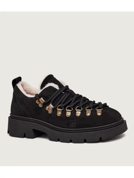 INUIKII Pantofi Echo Low | shearling | piele întoarsă zamsz | cu adaos de lână negru
