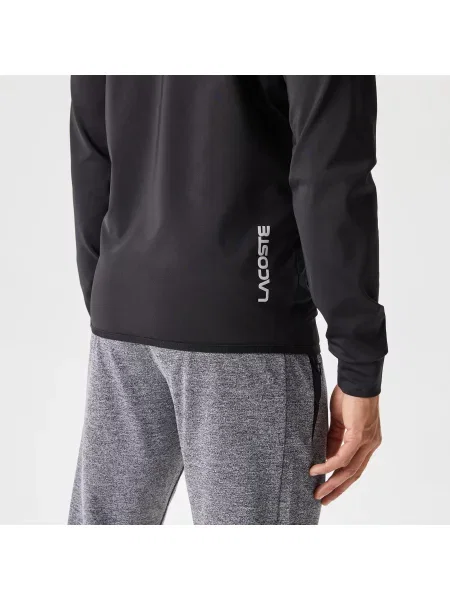 Lacoste Bluza Z Kapturem Ze Wzorem Slim Fit szara