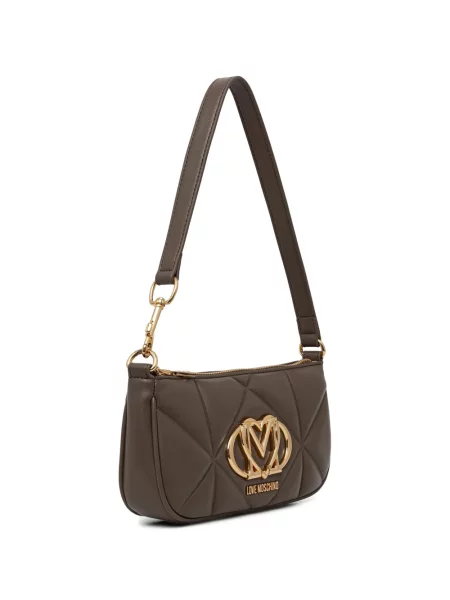 Τσάντα Love Moschino καπιτονέ με αυτόγραφο καφέ