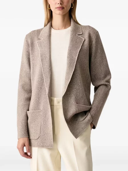 Cardigan Luisa Spagnoli tricotate cu model herringbone cu rever