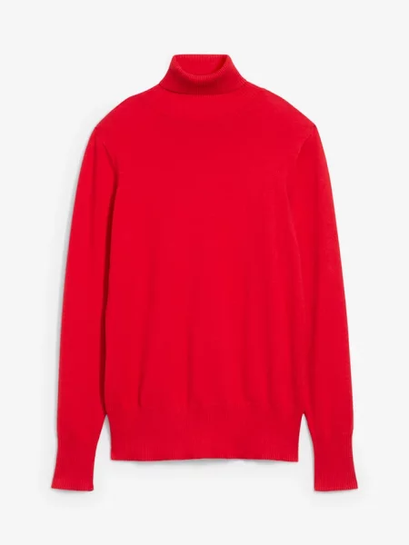 Sweter z golfem z cienkiej dzianiny czerwony