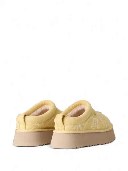 Papuci tip mules Ugg cu broderie cu platformă galben