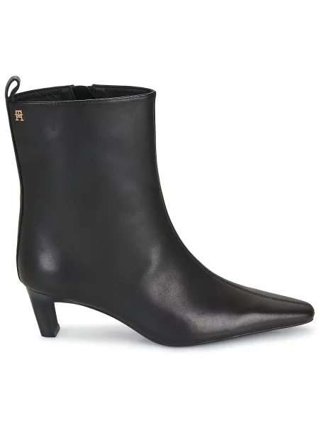 Cizme scurte Tommy Hilfiger din piele cu toc jos negru