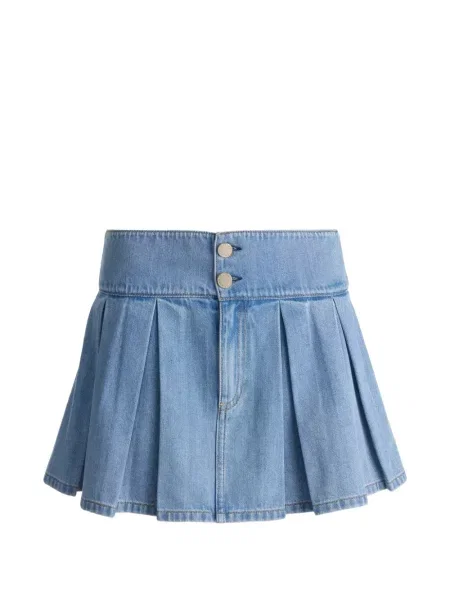 Spódnica jeansowa Alice + Olivia plisowana mini niebieska