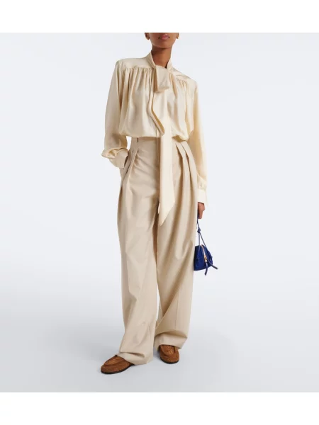 Svilena bluza Bottega Veneta vezi bež