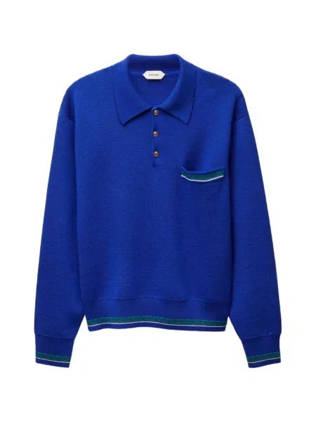 Tricou polo Versace de lână albastru