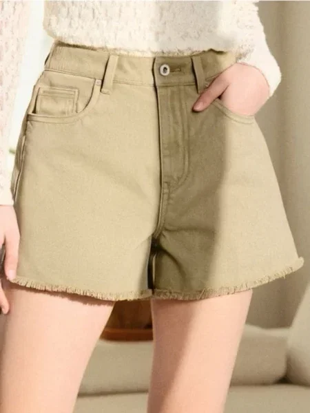 Джинсові шорти high waist зелений