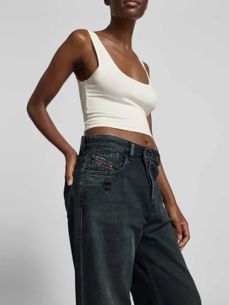 Jeansy o kroju wide fit z naszywką z logo Diesel czarne
