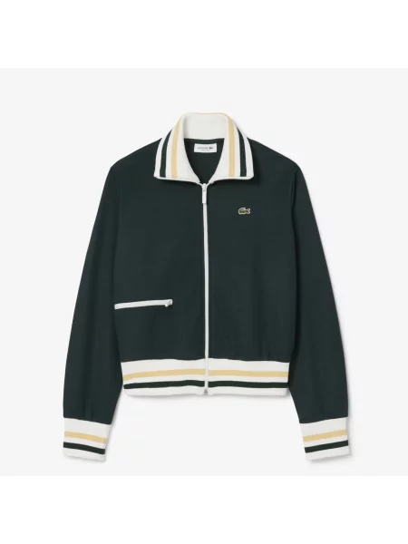Lacoste Bluza Na Z Pasiastym Akcentem zielona