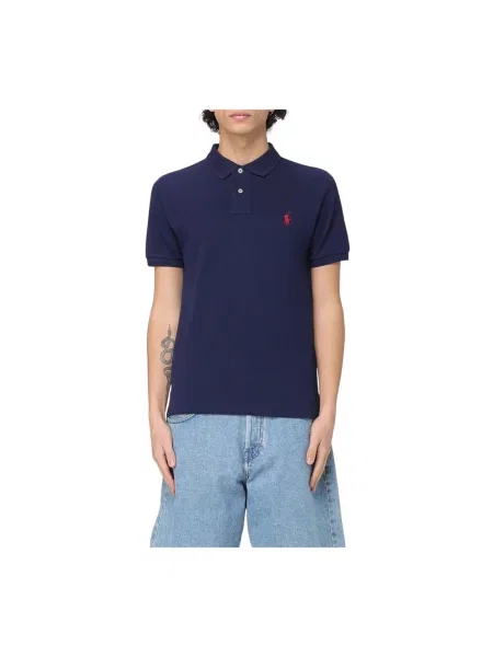 Koszulka polo o kroju slim fit z wyhaftowanym logo Polo Ralph Lauren niebieska