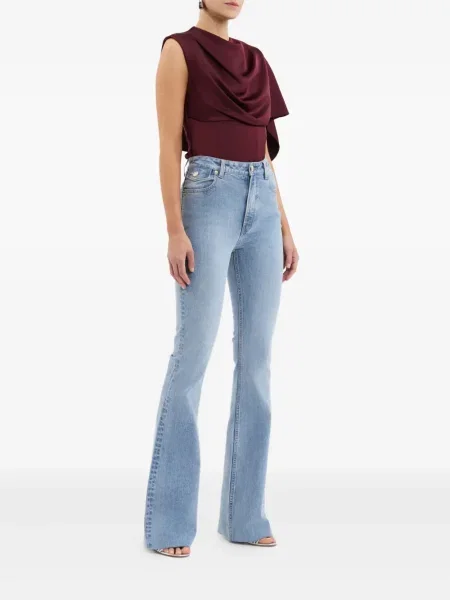 Bluzka Rebecca Vallance drapowana na jednym ramieniu czerwona