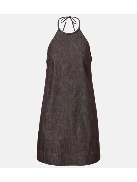 Rochie Brunello Cucinelli cu gât halter cu spatele deschis maro