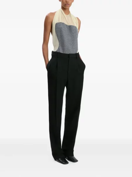 Top Victoria Beckham de mătase drapat gri