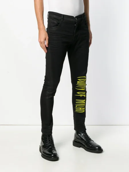 Skinny jeansy skinny County Of Milan z autografem czarne