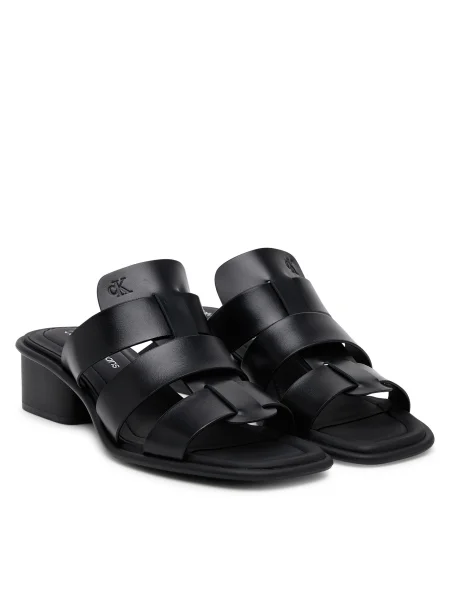 Чехли Calvin Klein Jeans HEEL SQUARE MG LTH с дебел черно