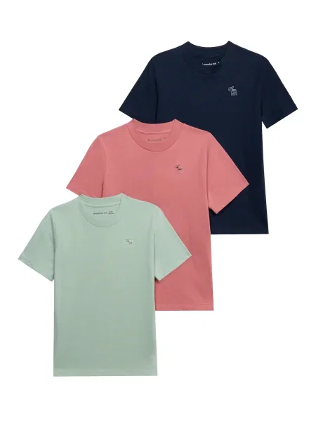 Abercrombie & Fitch Tričko námornícka / pastelovo zelená / svetločervená modrá