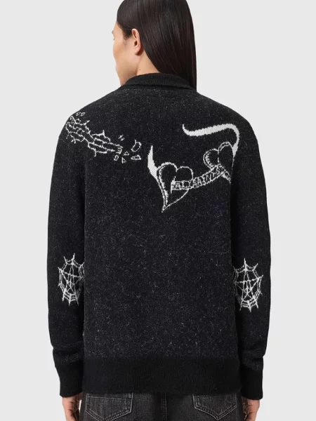 AllSaints kardigan z dodatkiem alpaki czarny