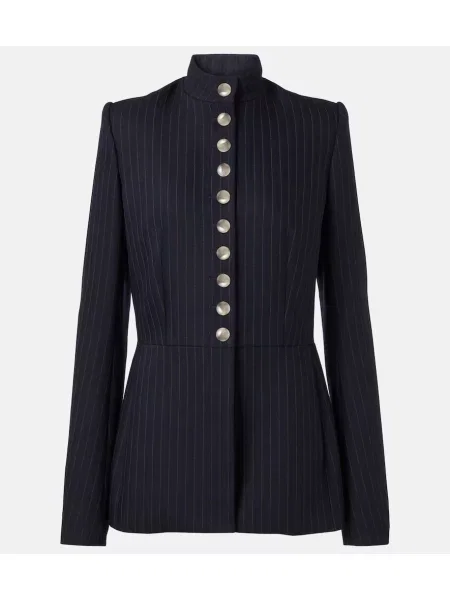 Geacă Khaite de lână cu dungi albastru