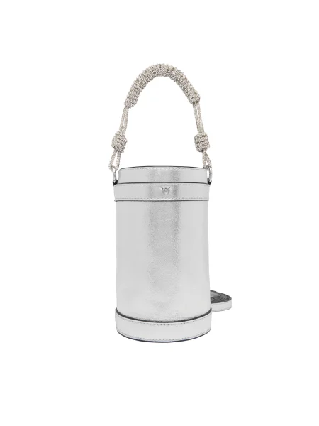 PINKO Kabelka Mini Bucket Manico PLTT strieborná
