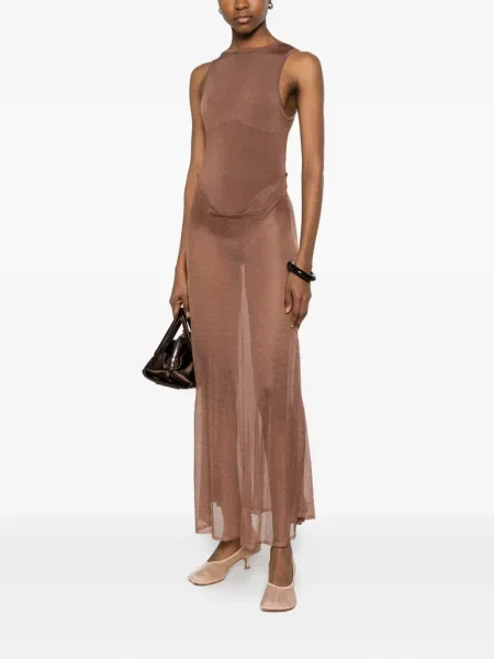 Rochie midi Isa Boulder fără mâneci maro