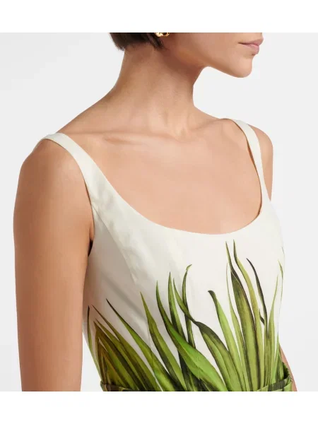 Rochie midi Oscar De La Renta cu imagine din poplin verde