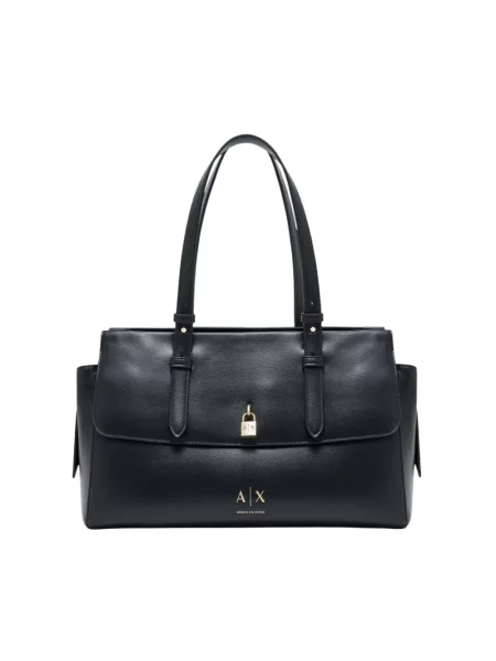 Armani Exchange torebka shopper z imitacji skóry czarna