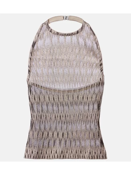 Top Missoni cu gât halter bej