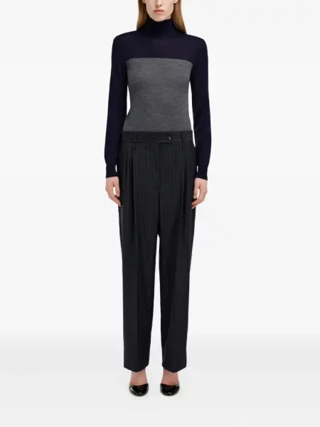 Pantaloni Ferragamo cu dungi plisate gri