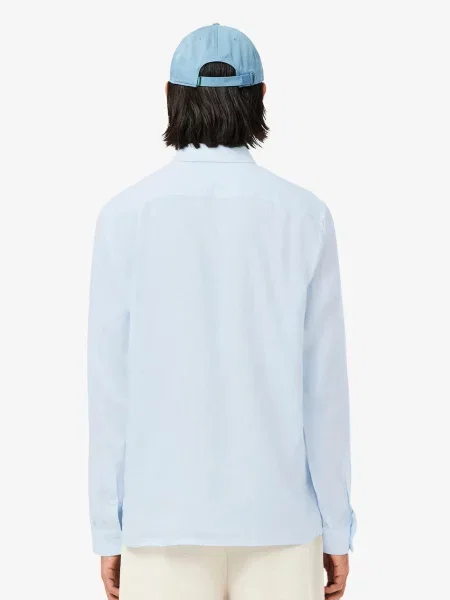 Лляна сорочка Lacoste блакитна
