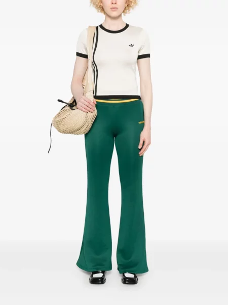 Pantaloni evazați Adidas evazat alergare verde
