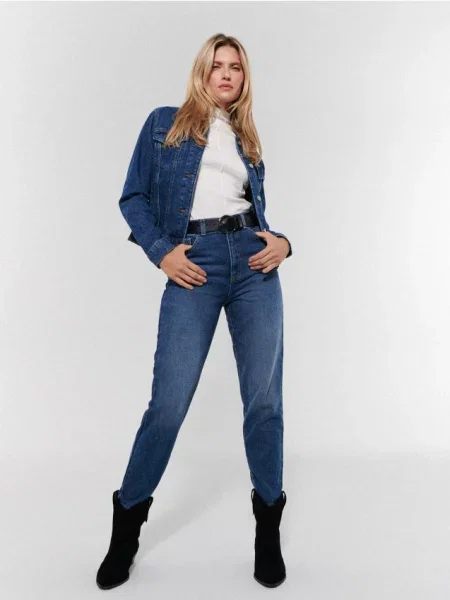 Mohito Džinsai mom fit mėlyna