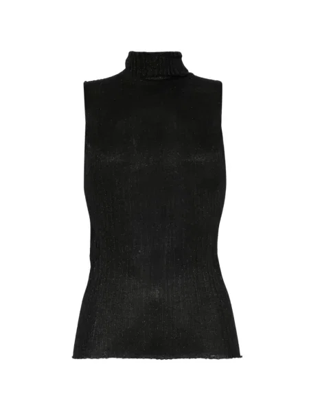 Top Arovescio fără mâneci tricotate negru