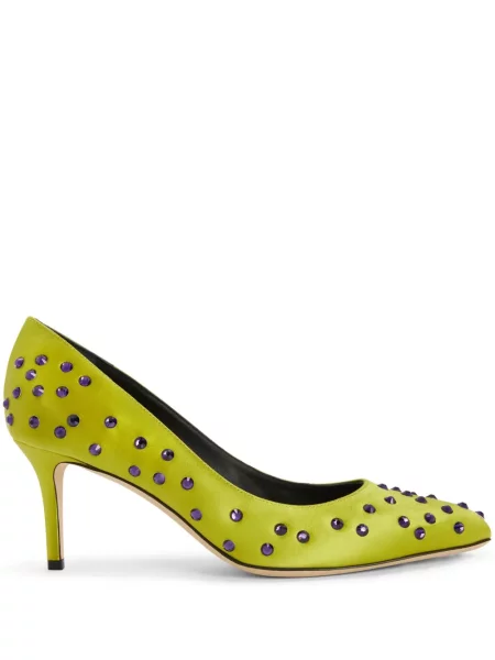 Pantofi cu toc Giuseppe Zanotti din satin verde