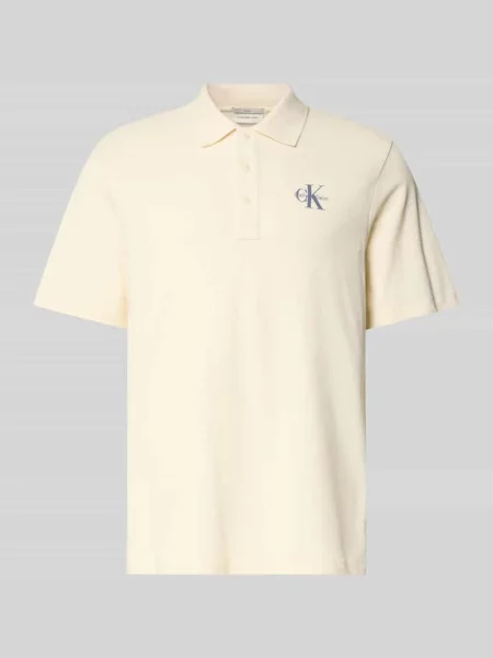 Koszulka polo o kroju easy fit z kołnierzykiem Calvin Klein Jeans beżowe