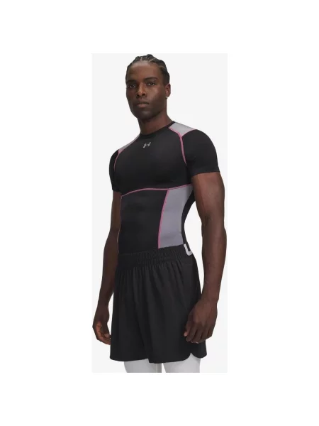 Koszulka z krótkim rękawem damska Under Armour HeatGear Elite Compression szary różowy S czarny